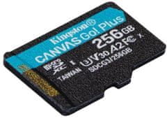 Kingston Canvas Go! Plus microSD 256 GB spominska kartica + microSD adapter