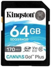 Kingston Canvas Go! Plus SD spominska kartica, 64 GB