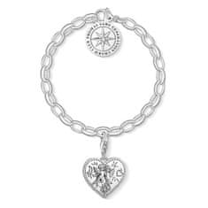 Thomas Sabo zapestnica in obesek, SET0554-643-14-L19,5v, Charm Club, 925 Sterling srebro, zatemnjeno, cirkonij bel