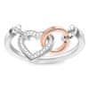 Prstan "Skupaj srce" , D_TR0033-095-14-54, Sterling Silver, 925 Sterling Silver, 9k rose gold, white diamond