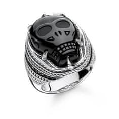 Thomas Sabo Prstan "Onyxova lobanja" , TR2214-705-11-54, Sterling Silver, 925 Sterling srebro, pocrnjeno, oniks