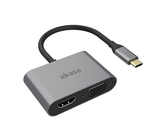 Akasa USB Type-C 2-v-1 adapter iz USB C na HDMI in VGA