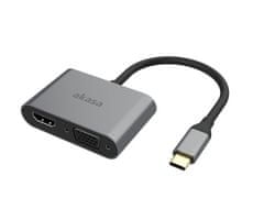 Akasa USB Type-C 2-v-1 adapter iz USB C na HDMI in VGA - kot nov