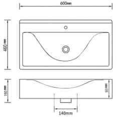 Greatstore Umivalnik z odprtino za odtekanje 60x46x16 cm keramičen zlat