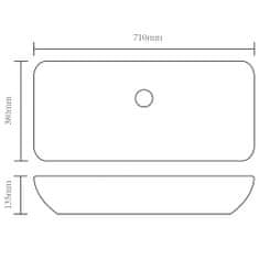 Vidaxl Keramični Kopalniški Umivalnik Črn Pravokoten