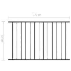 Vidaxl Ograjni panel prašno premazano jeklo 1,7x1,25 m črn