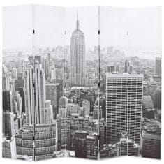 shumee vidaXL Zložljiv paravan 200x170 cm New York podnevi črn in bel