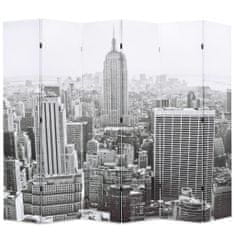 shumee vidaXL Zložljiv paravan 228x170 cm New York podnevi črn in bel