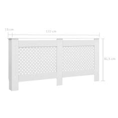 Vidaxl Pokrovi za radiatorje 2 kosa beli 172x19x81,5 cm mediapan