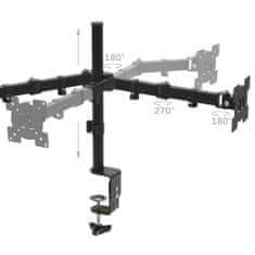 Vidaxl Namizni nosilec za monitor 32" dve roki z nastavljivo višino