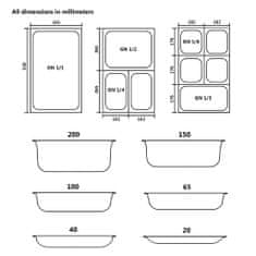 Greatstore Gastronomske posode 12 kosov GN 1/6 100 mm nerjaveče jeklo