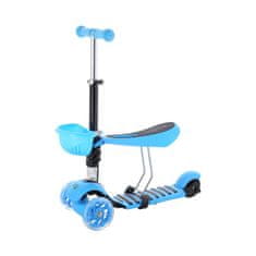  Otroški trikolesni skiro MINI SCOOTER 2v1 s svetlečimi LED kolesi, modra H-062-MO