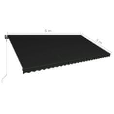 Vidaxl Zložljiva tenda s senzorjem za veter LED 600x300 cm antracitna