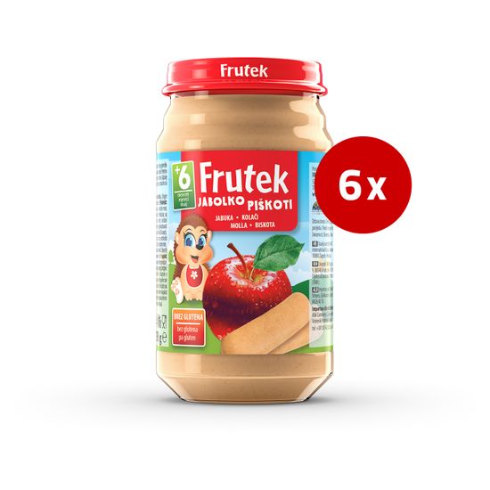 Fructal Frutek otroška kaša, piškoti in jabolko, 6 x 190 g