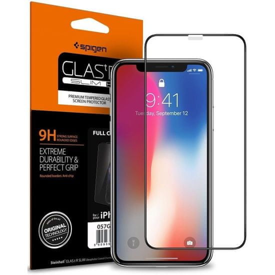 Spigen Full Cover zaščitno steklo za iPhone 11 Pro / XS / X, črna