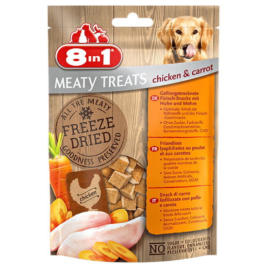 8in1 Meaty Treats priboljški za pse, piščanec, korenje, 50 g