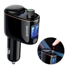 BASEUS Locomotive Bluetooth FM Transmitter MP3 avtomobilski adapter 2x USB 3.4A, črna