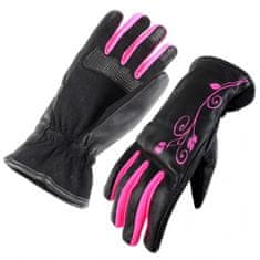 Cappa Racing Motoristične rokavice LADY, usnje/tekstil, dolge, črna/rožnata S