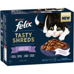Felix Tasty hrana za mačke Tasty Shreds z govedino, piščancem, lososom in tuno v soku, 72 x 80 g