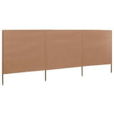 Vidaxl 3-panelni vetrobran tkanina 400x80 cm taupe