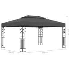 Vidaxl Paviljon z dvojno streho in lučkami 3x4 m antraciten