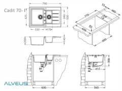 Alveus Cadit 70 pomivalno korito, P-U, G91