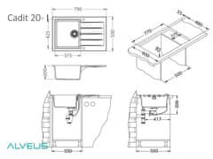 Alveus Cadit 20 pomivalno korito, P-U, G55