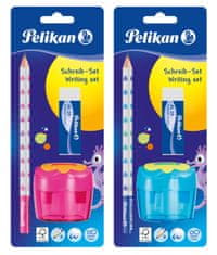 Pelikan set za pisanje, svinčnik, HB + radirka + šilček v dozi, dvojni