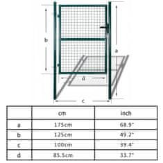 Vidaxl Mrežasta vrtna vrata za ograjo 85,5 x 125/100 x 175 cm