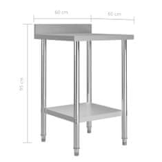 Vidaxl Kuhinjska delovna miza z zaščitno ploščo 60x60x93 cm jeklo