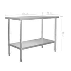 Vidaxl Kuhinjska delovna miza 120x60x85 cm nerjaveče jeklo