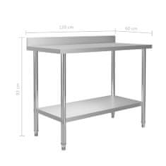Vidaxl Kuhinjska delovna miza z zaščitno ploščo 120x60x93 cm jeklo