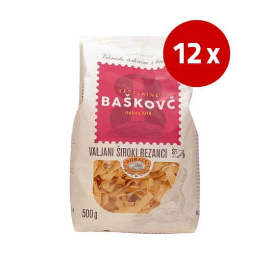 Baškovč valjeni rezanci, široki, št. 7, 12 x 500 g