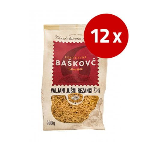 Baškovč jušni rezanci, valjeni, št. 6, 12 x 500 g