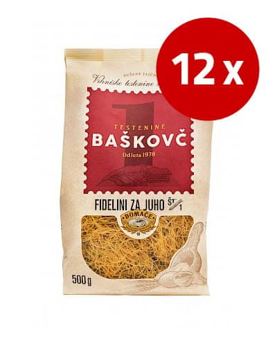 Baškovč fidelini za juho, št. 1, 12 x 500 g