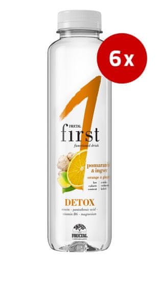 Fructal First Detox pijača, pomaranča in ingver, 6 x 0,5 l