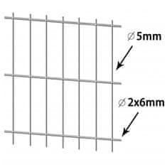 Vidaxl Gabionska ograja 2D, jeklena, 2,008x1,03 m, 2 m, srebrna