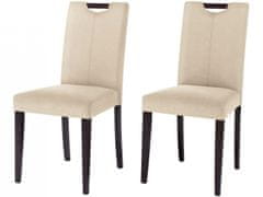 Danish Style Jedilni stol Curt (SET 2 kosa), mikrovlakna, kremasta/temni les