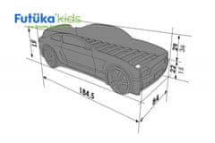 Futuka Kids Otroška postelja avto LIGHT 3D MG + Žarometi LED + Spodnja luč PINK