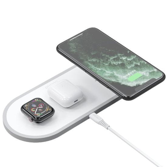 DUDAO A11 brezžični polnilnik 3in1 na AirPods / Apple Watch / smartphone, bela