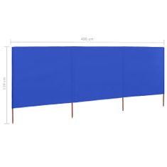 Vidaxl vidaLX 3-panelni vetrobran tkanina 400x80 cm sinje moder