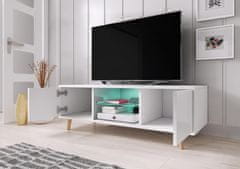 Furnitura TV omarica LARS bela visoki sijaj 140 cm + LED