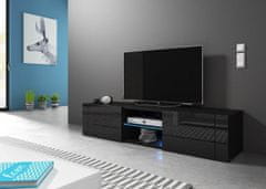 Furnitura TV omarica HOLLY črna visoki sijaj 140 cm + LED