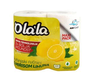 Olala Extra Absorbent Limona brisače v roli, bele, 3-slojne, 23 cm, 2 rol/pak.