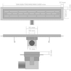 Vidaxl Kanaleta za tuš 2 kosa valovi 730x140 mm nerjaveče jeklo