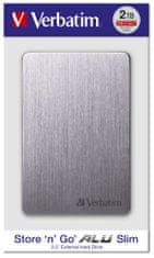 Verbatim Store´n´ Go ALU zunanji disk, 2 TB, USB, siv (53665)