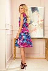 Numoco ženske trapezna obleko z rožami Victor modro-roza XL