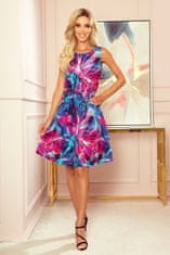 Numoco ženske trapezna obleko z rožami Victor modro-roza XL