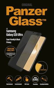 Zaščitno steklo PanzerGlass za Samsung Galaxy S20 Ultra, Privacy, s črnim robom
