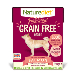 NatureDiet Feel Good Grain Free Salmon pasja hrana, 390 g